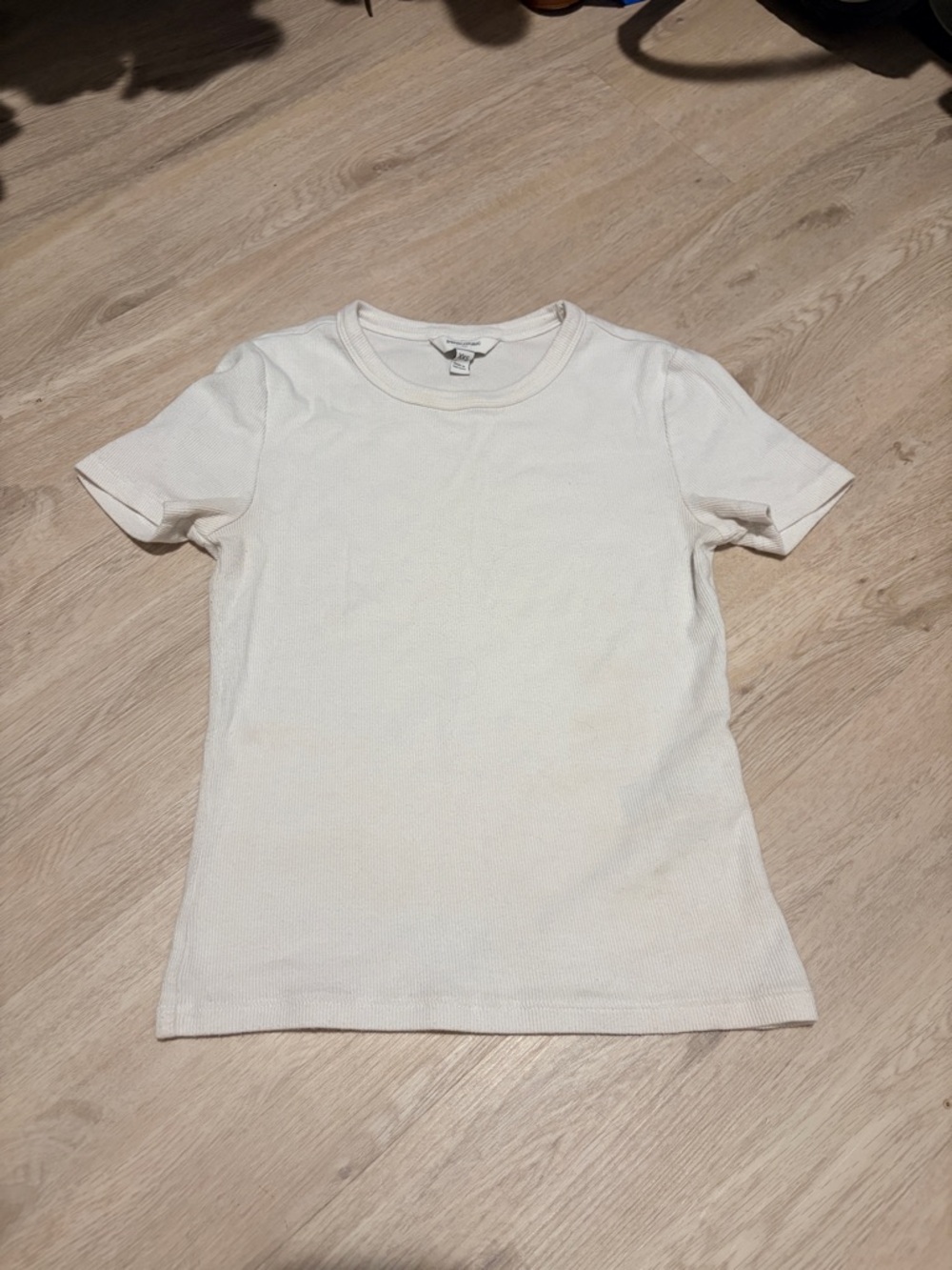 Banana Republic Cream Ribbed Short Sleeve Tee
